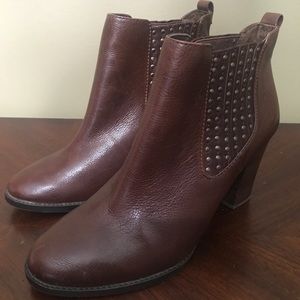 ANTONIO MELANI STUDDED LEATHER LUG SOLE HEEL BOOTS